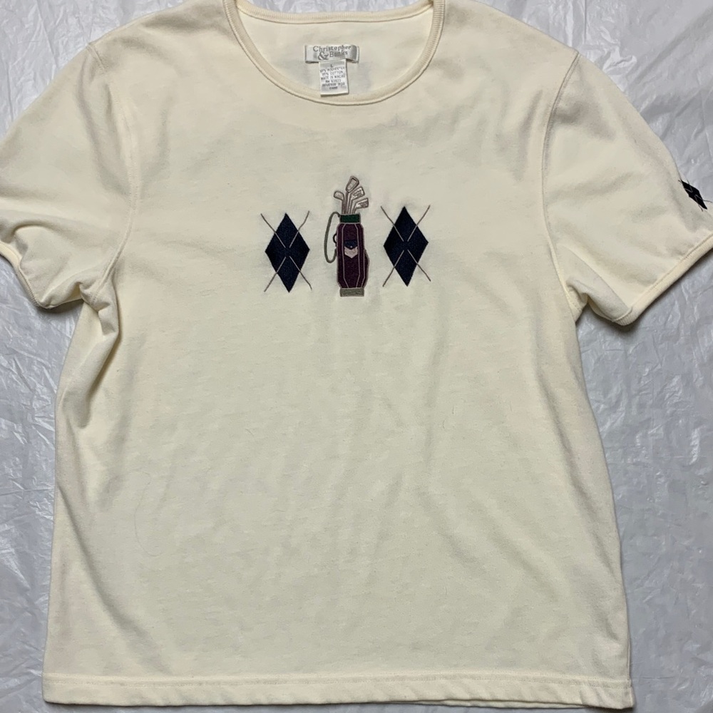 Vintage 90s Adorable Golf Print T Shirt Preppy Golfing Size Large